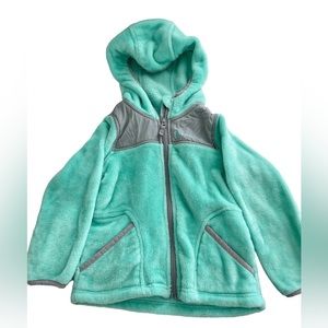 Free Country Girl’s Teal/Turquoise Fleece Jacket/Coat with Hood and Gray Trim